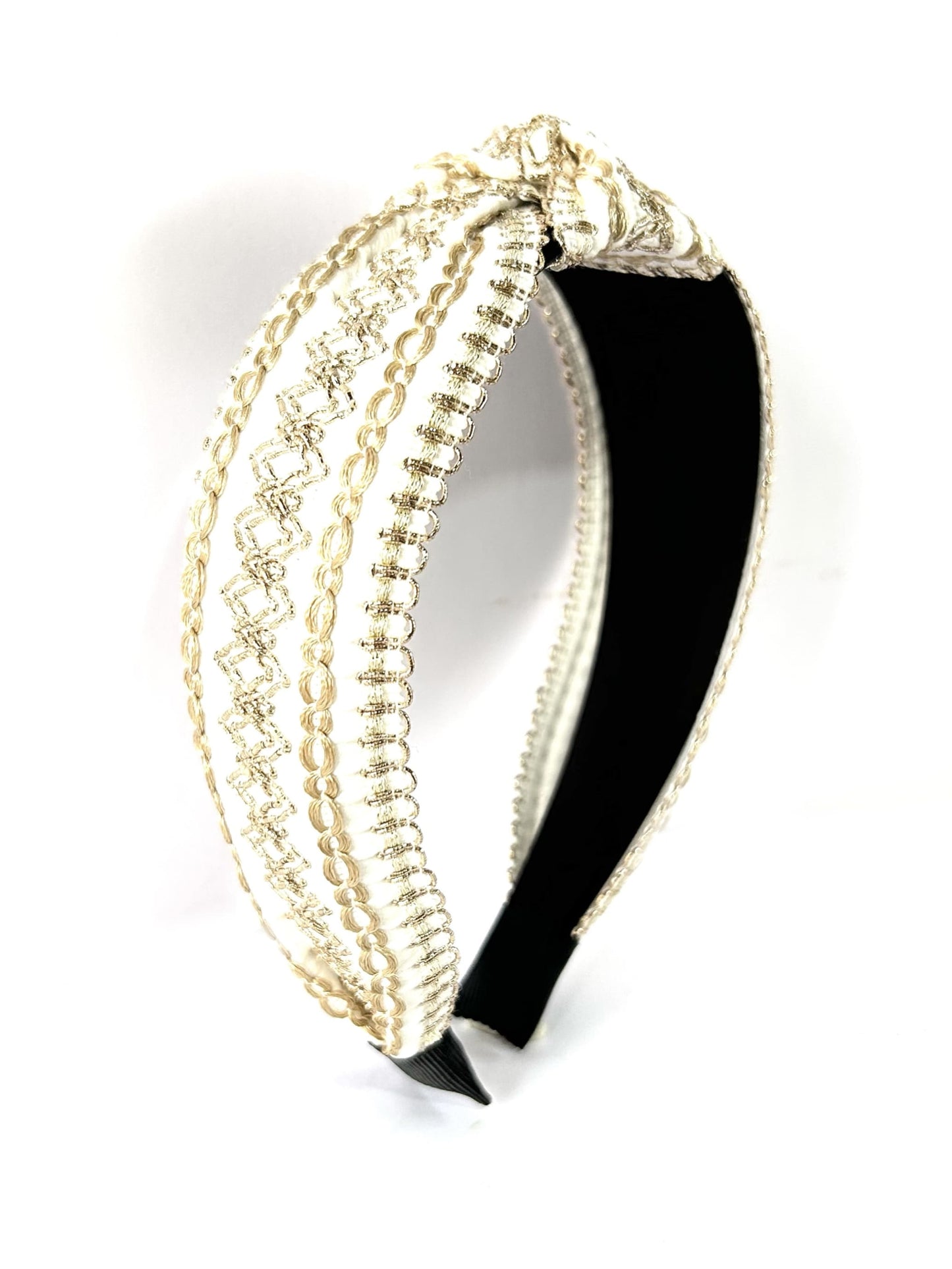 Embroidered White Hair Hoop