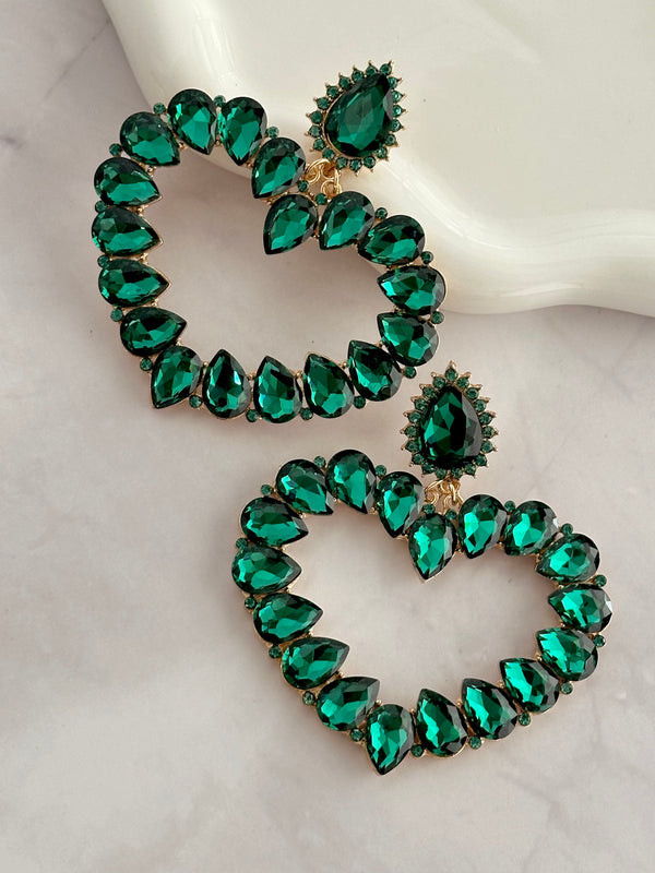 Green Heart Earrings